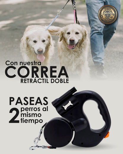 Pasea a 2 Perros: Correa Retráctil Doble